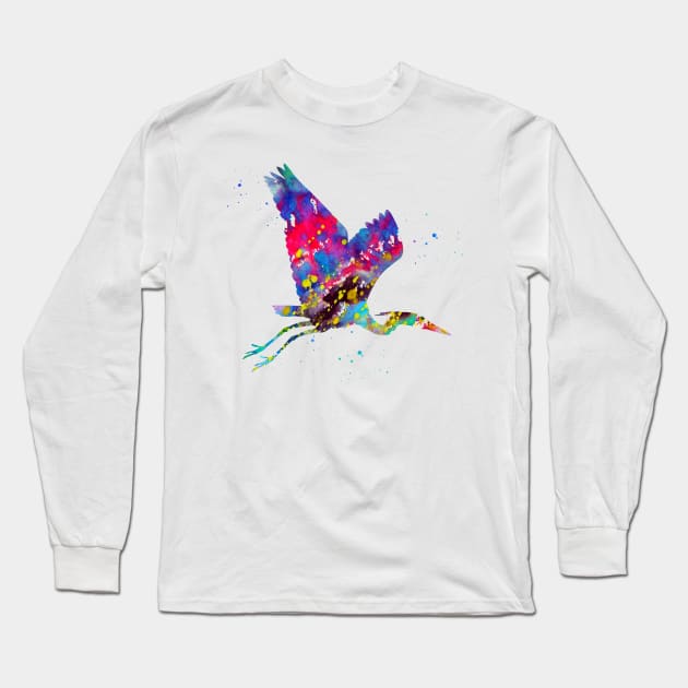 Blue Heron Long Sleeve T-Shirt by erzebeth